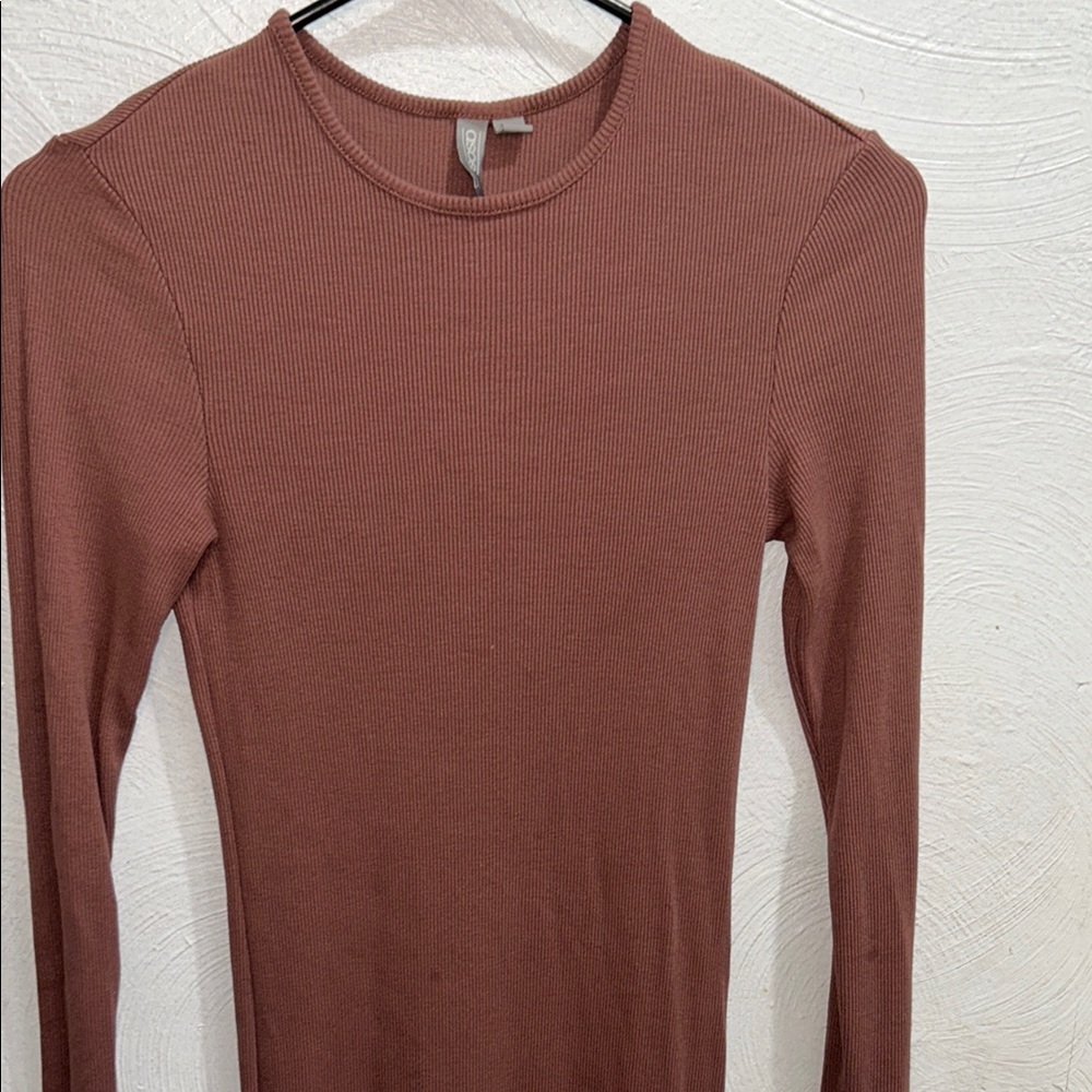 Pink and Orange Long Sleeve Fitted Ribbed Bodysuit